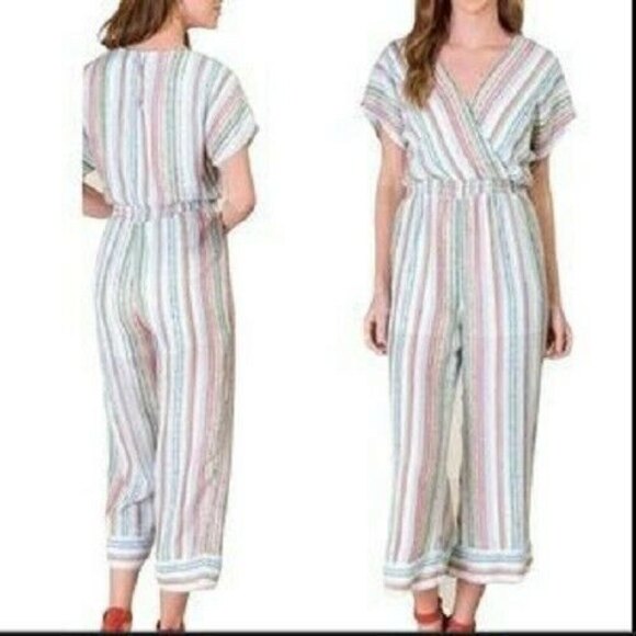 Blue Rain Jumpsuit Striped One Piece Multicolor Pants Suit Womens Size XS - Picture 1 of 7